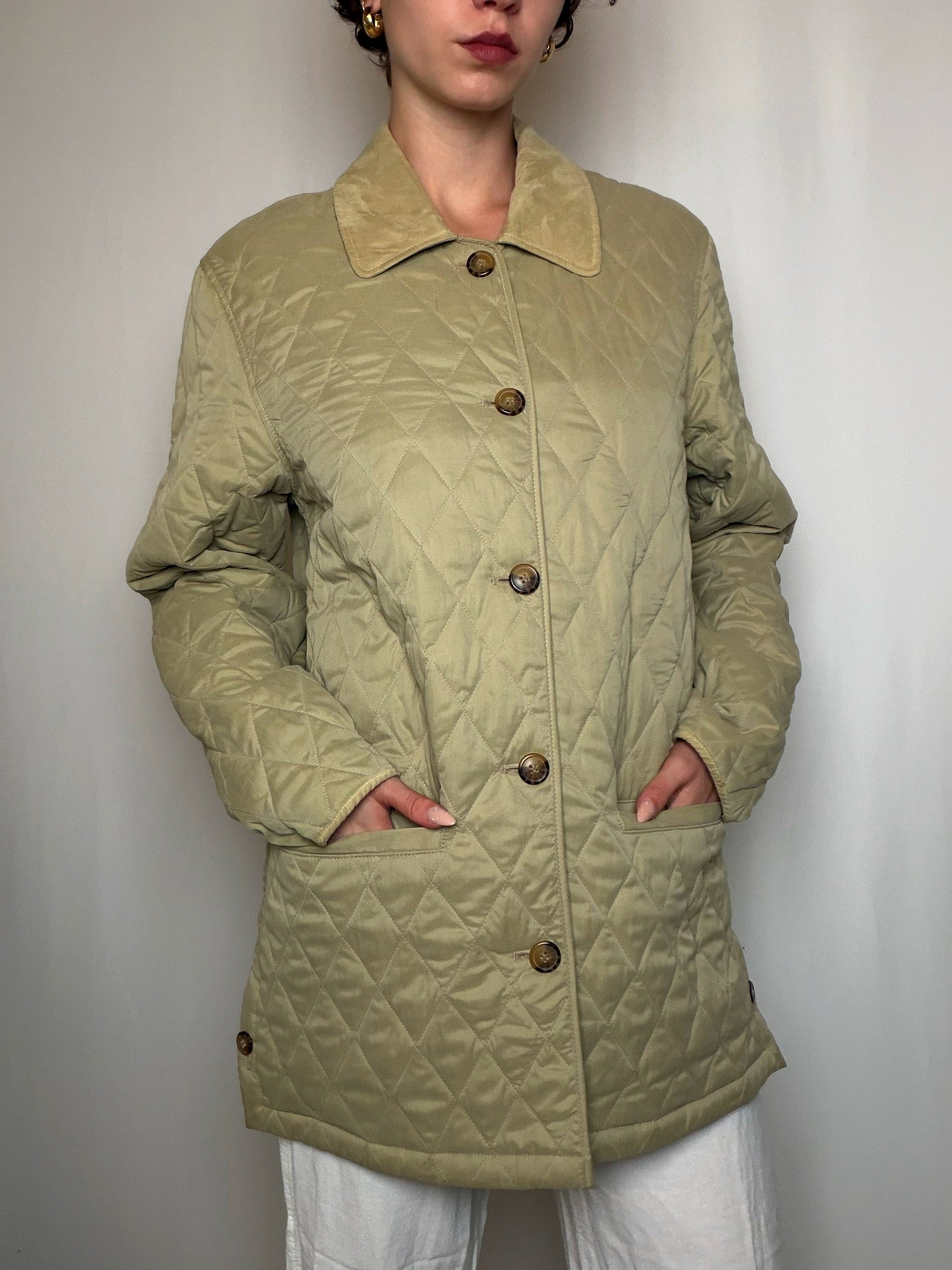 Matelassée en velours beige M vintage