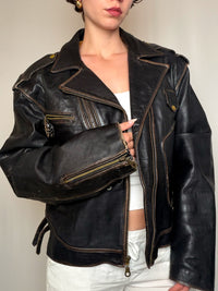 Veste en cuir Noir L vintage