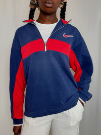 Sweat Bleu Marine Et Rouge Nike S vintage