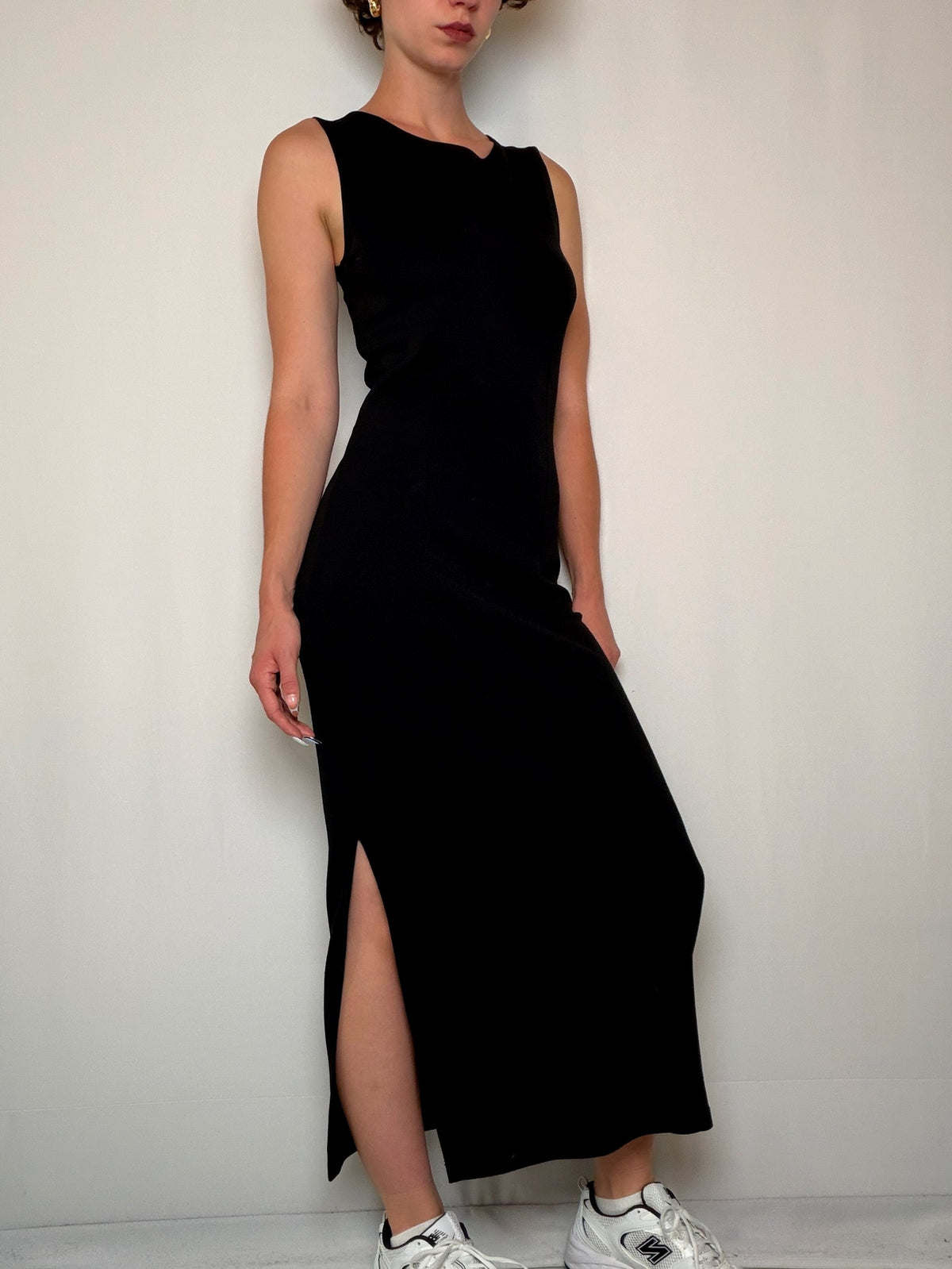 Robe longue fendue Noir M/L vintage