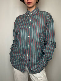 Chemise Rayé Bleu Pétrole / Bordeaux Ralph Lauren M/L vintage