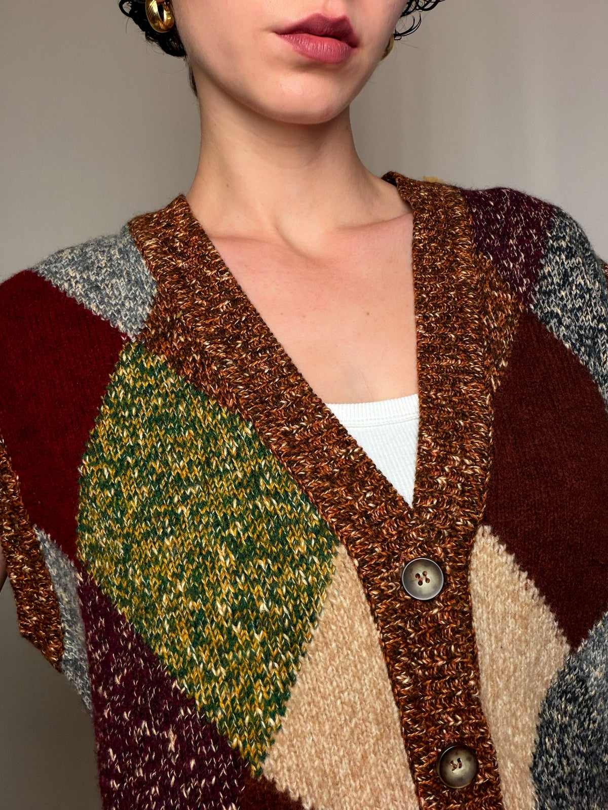 Gilet à carreaux L vintage