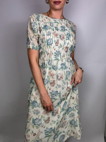 Long beige floral dress