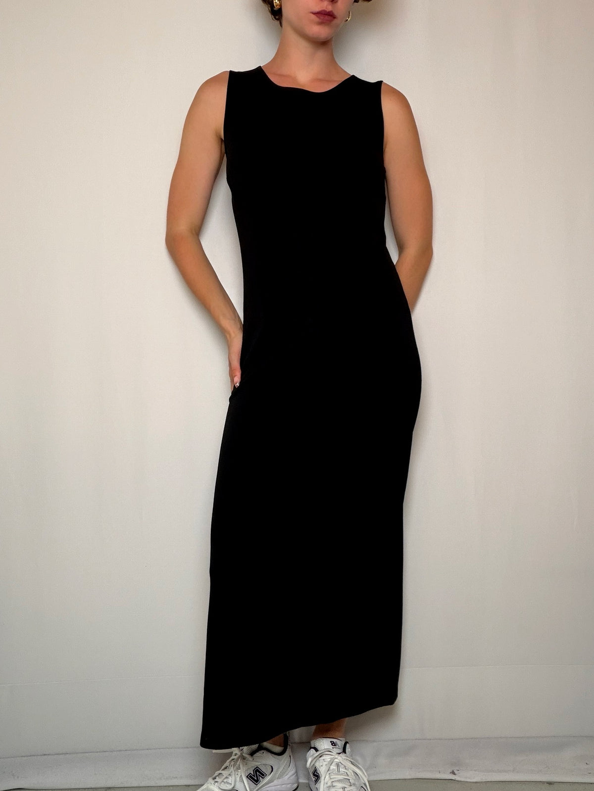 Robe longue fendue Noir M/L vintage
