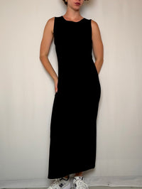Robe longue fendue Noir M/L vintage