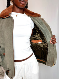 Vest en daim Kaki M/L vintage