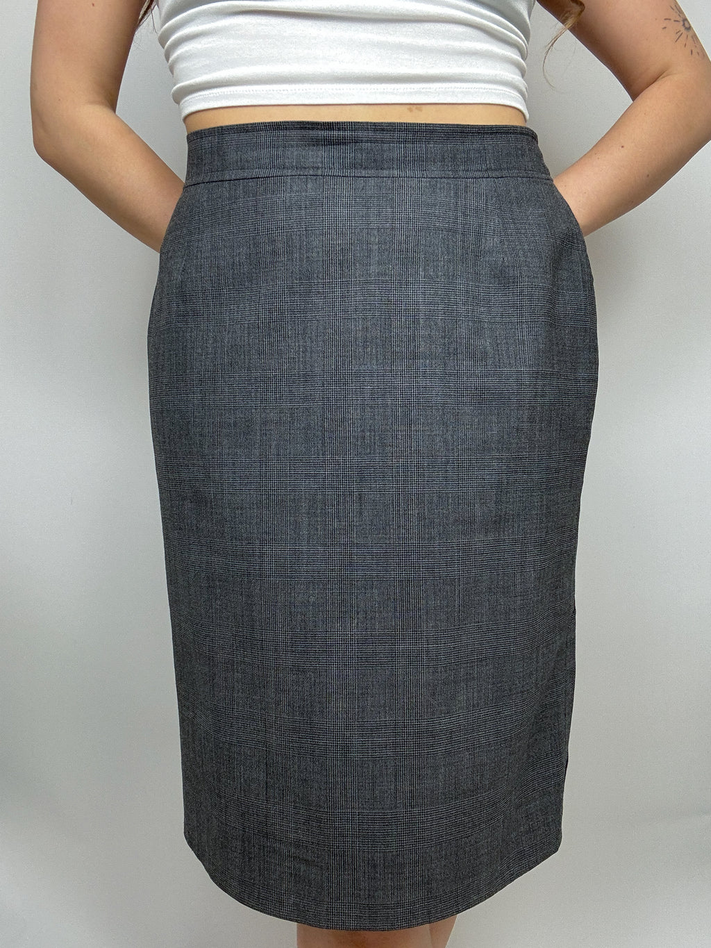 Jupe midi avec fente sur le côté vintage grise M/L