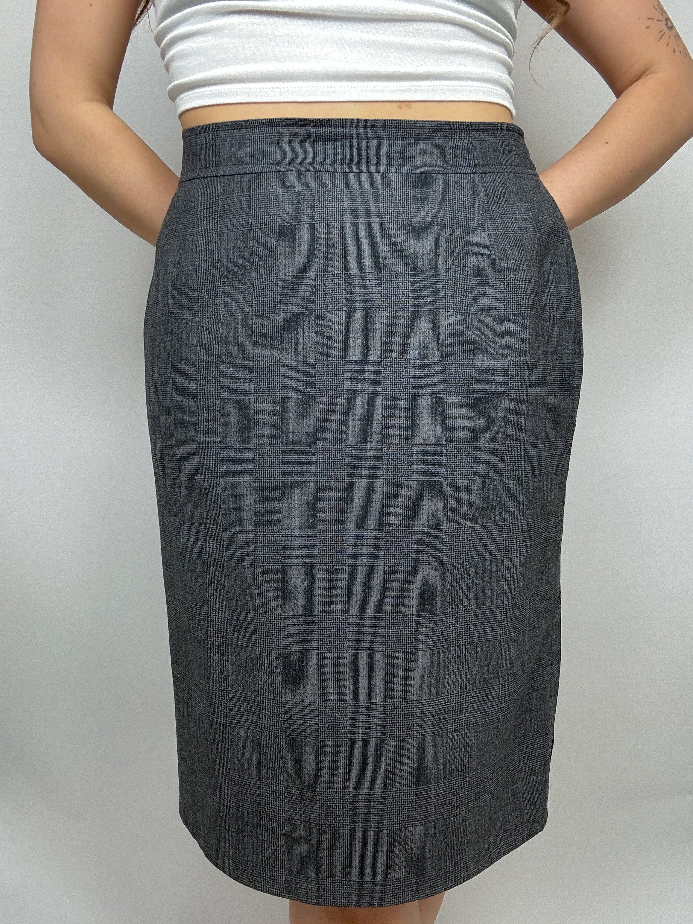 Jupe midi avec fente sur le côté vintage grise M/L
