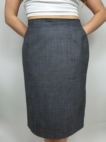 Vintage Grey Side Slit Midi Skirt M/L