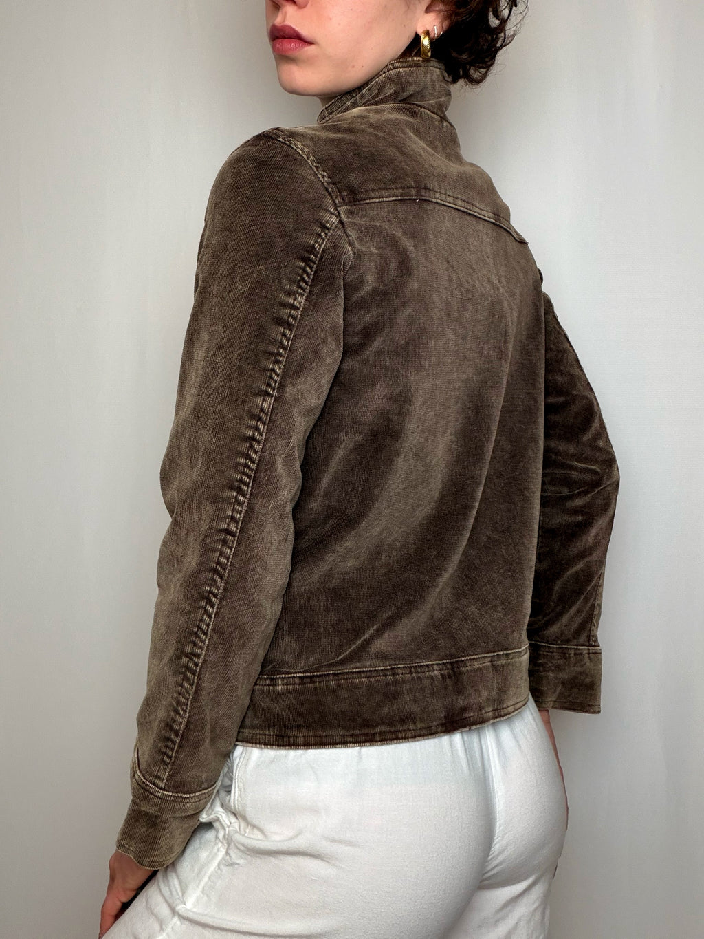 veste brune en velour potelée M vintage