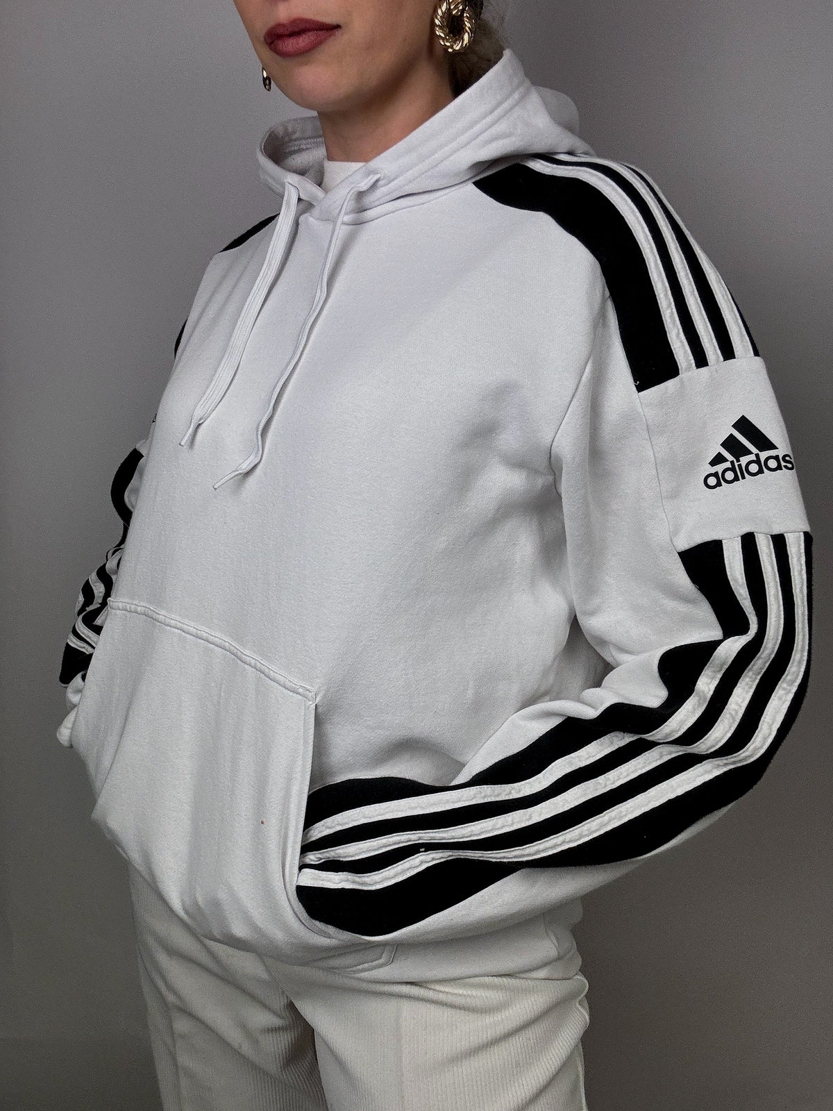 Adidas white and black hoodie