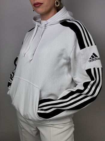 Pull à capuche blanc et noir Adidas