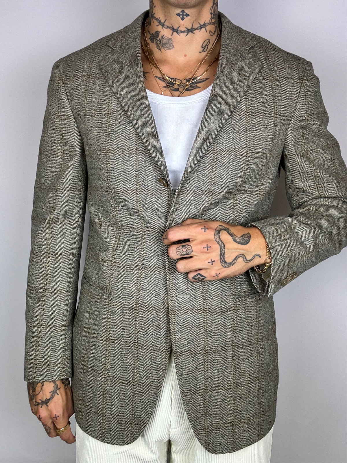 Vintage beige checkered blazer