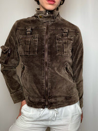 veste brune en velour potelée M vintage