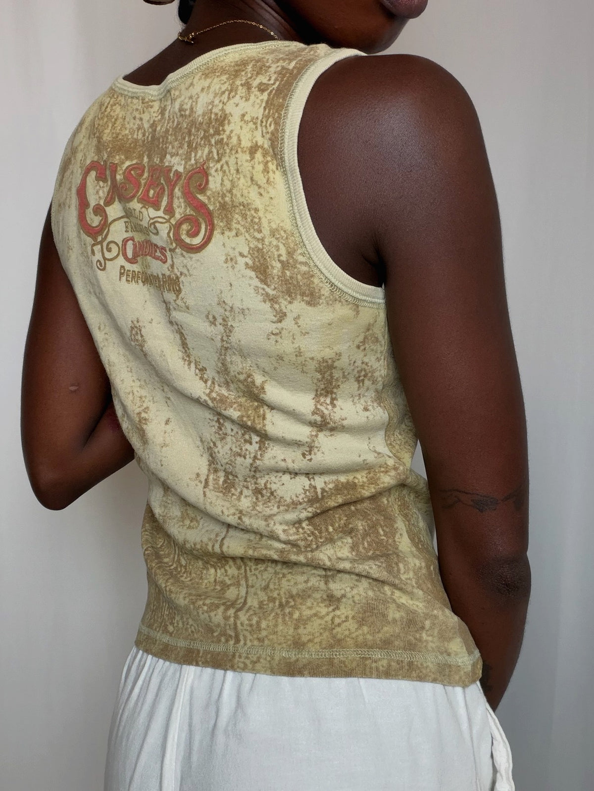 Tshirt imprimé beige Casey’s L vintage