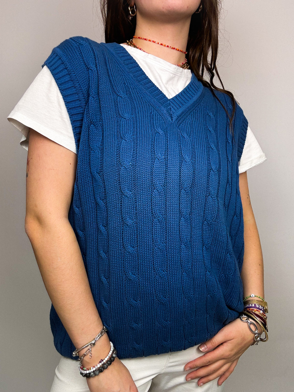 Vintage königsblaue Weste L 