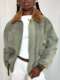 Vest en daim Kaki M/L vintage