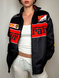 bomber noire et rouge Ferrari L vintage