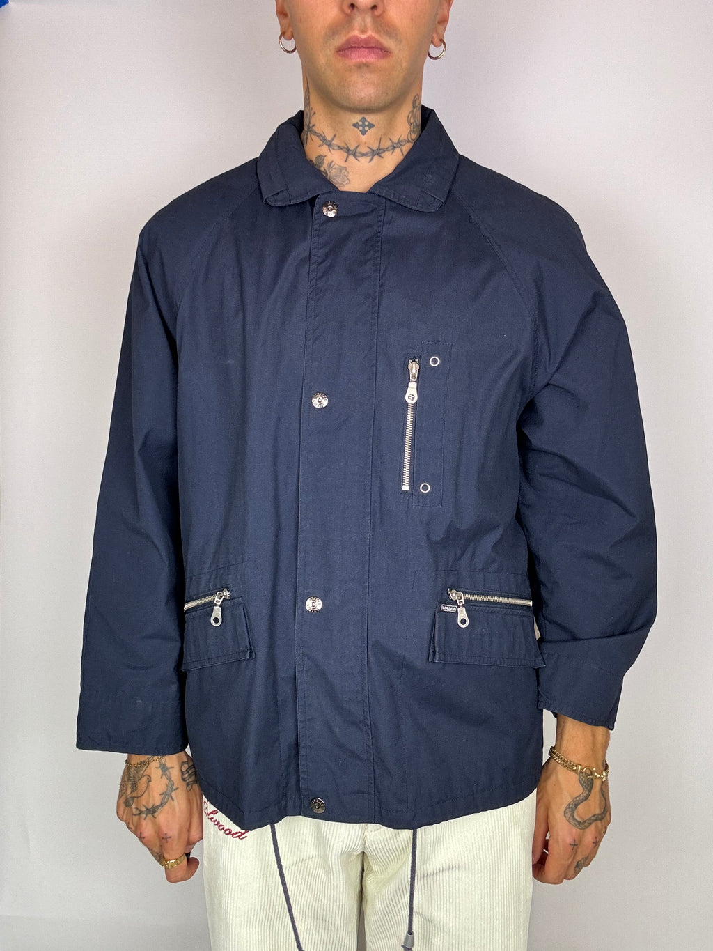 Vintage Navy Blue Waterproof Jacket