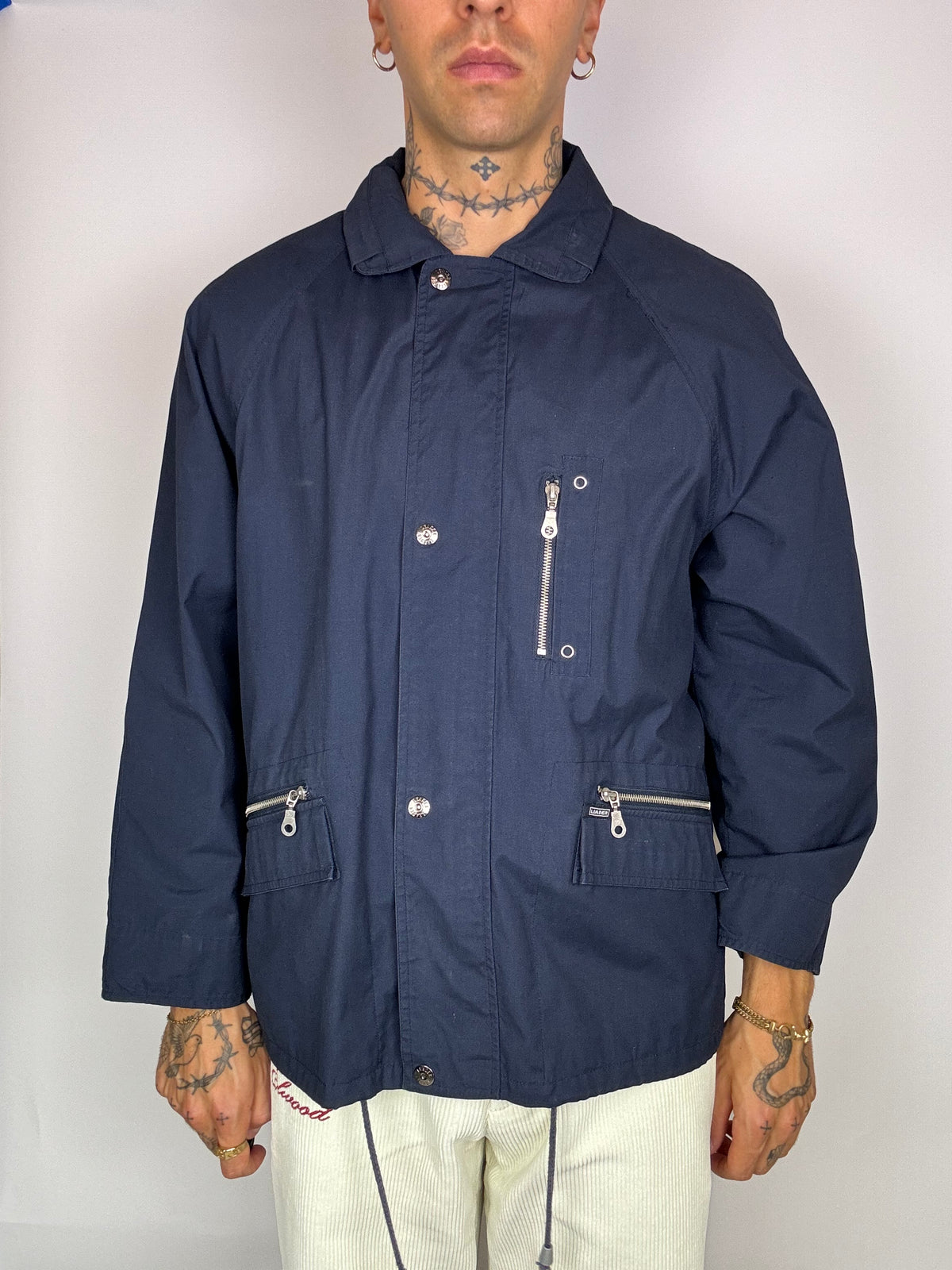 Vintage Navy Blue Waterproof Jacket
