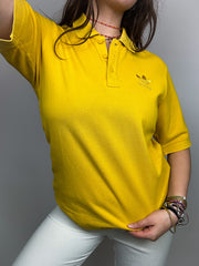 Vintage yellow Adidas polo shirt M