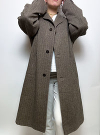 Vintage taupefarbener Wollmantel L/XL 