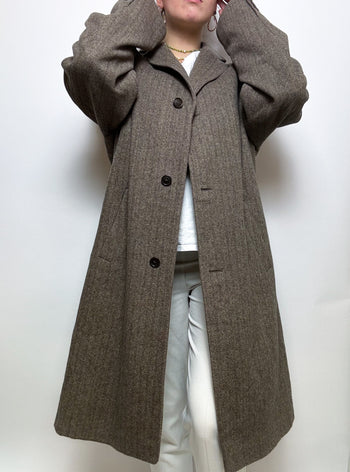 Manteau en laine taupe vintage L/XL