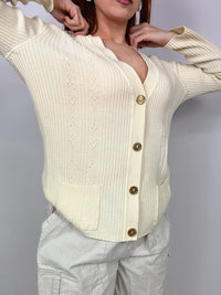 Beige Céline pure wool cardigan M