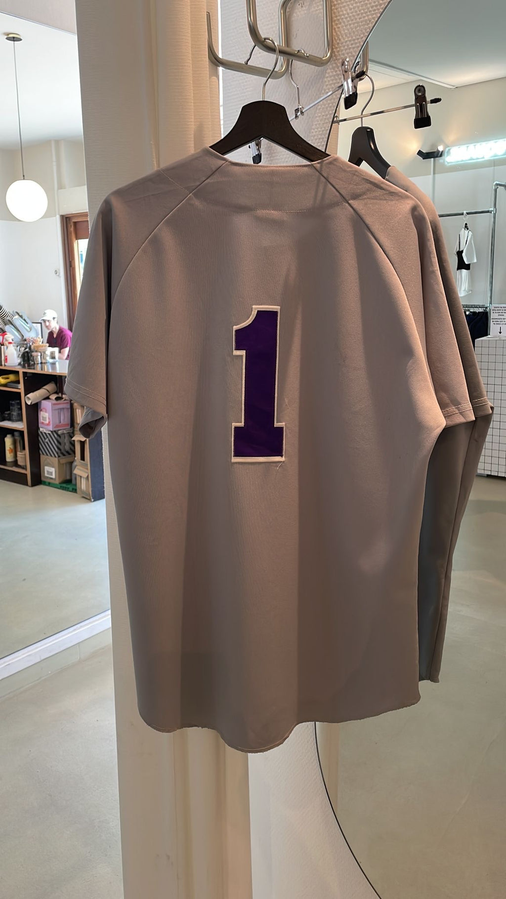 Maillot baseball américain vintage gris et violet