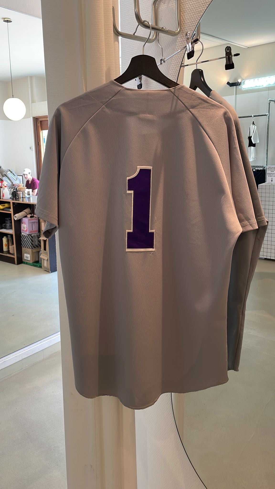 Vintage gray and purple American baseball jersey