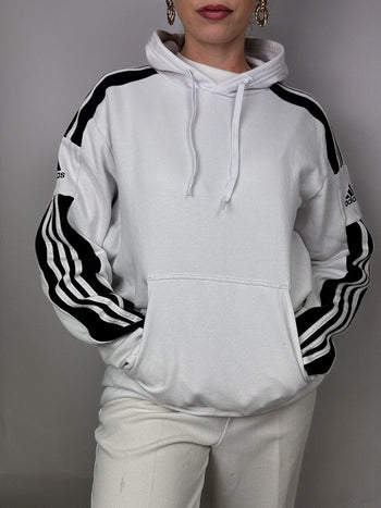 Pull à capuche blanc et noir Adidas