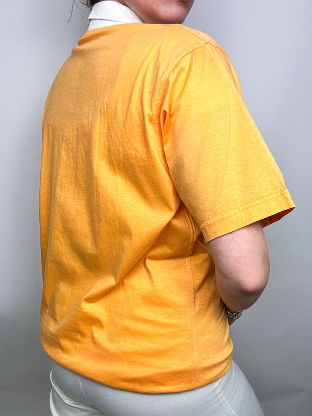 T-shirt vintage à col et bouton orange L