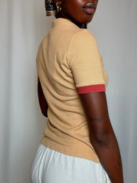Polo Beige Et Rouge Adidas S vintage
