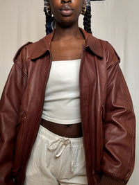 Blouson en cuir brune XL vintage