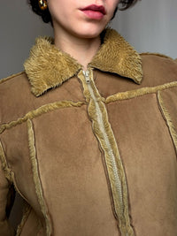 veste en suedine beige vintage