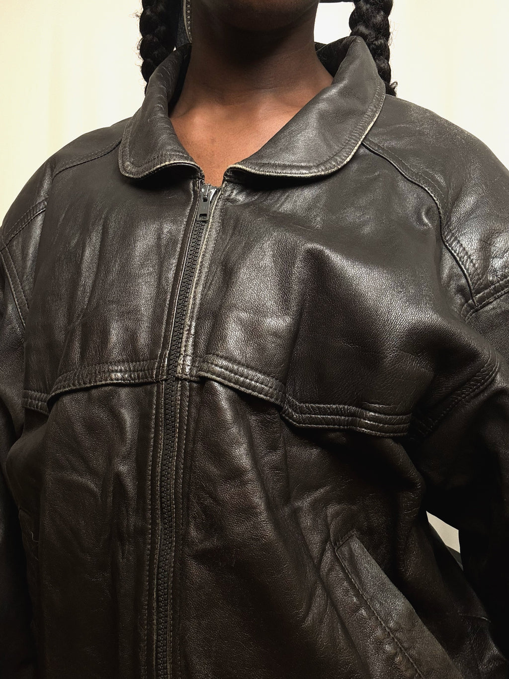 Blouson en cuir Noir L/XL vintage