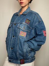 Veste en jean bleue avec détails L/XL vintage