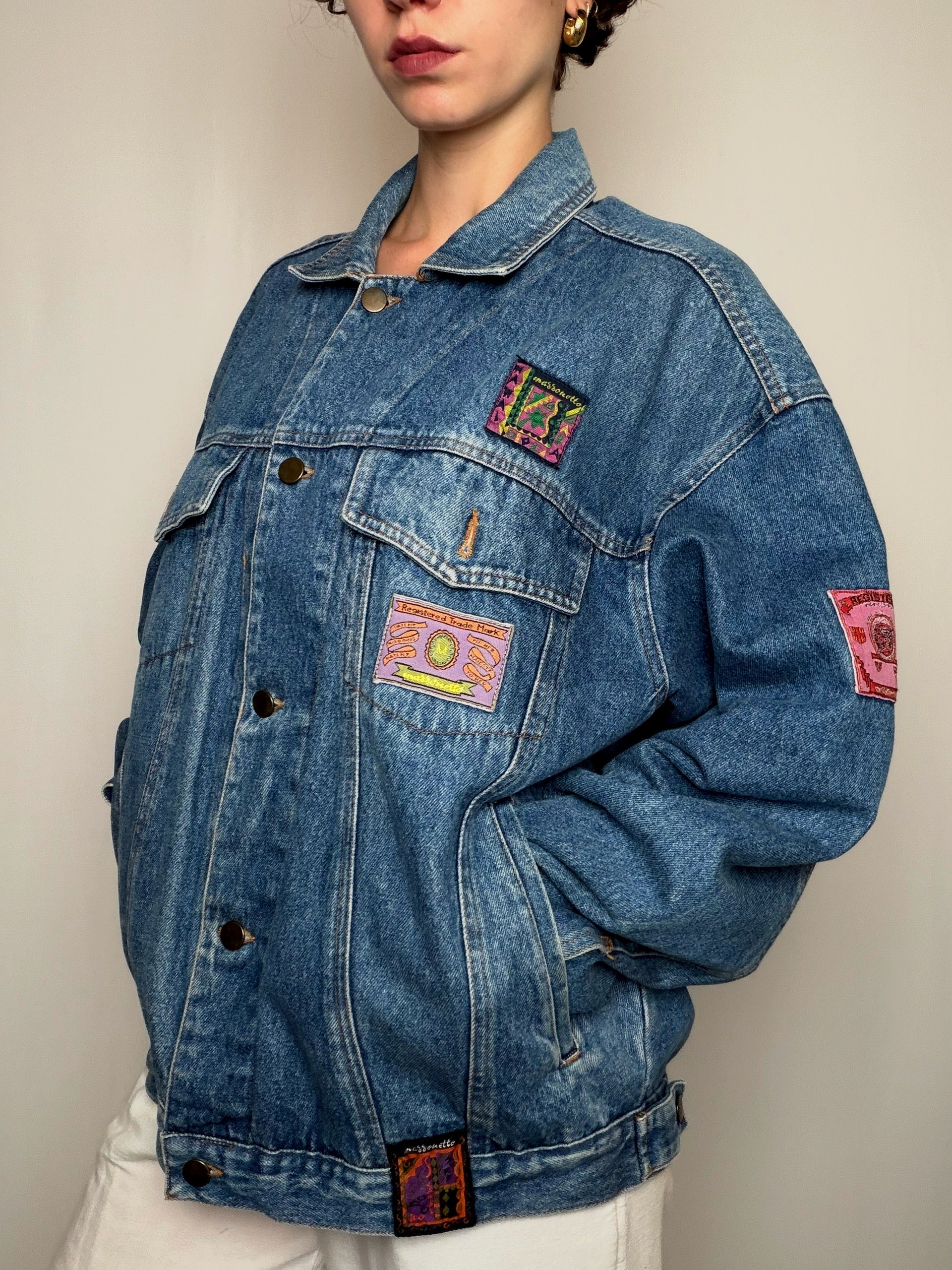 Veste en jean bleue avec détails L/XL vintage