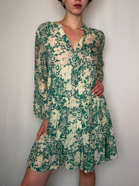 Robe imprimée verte M vintage