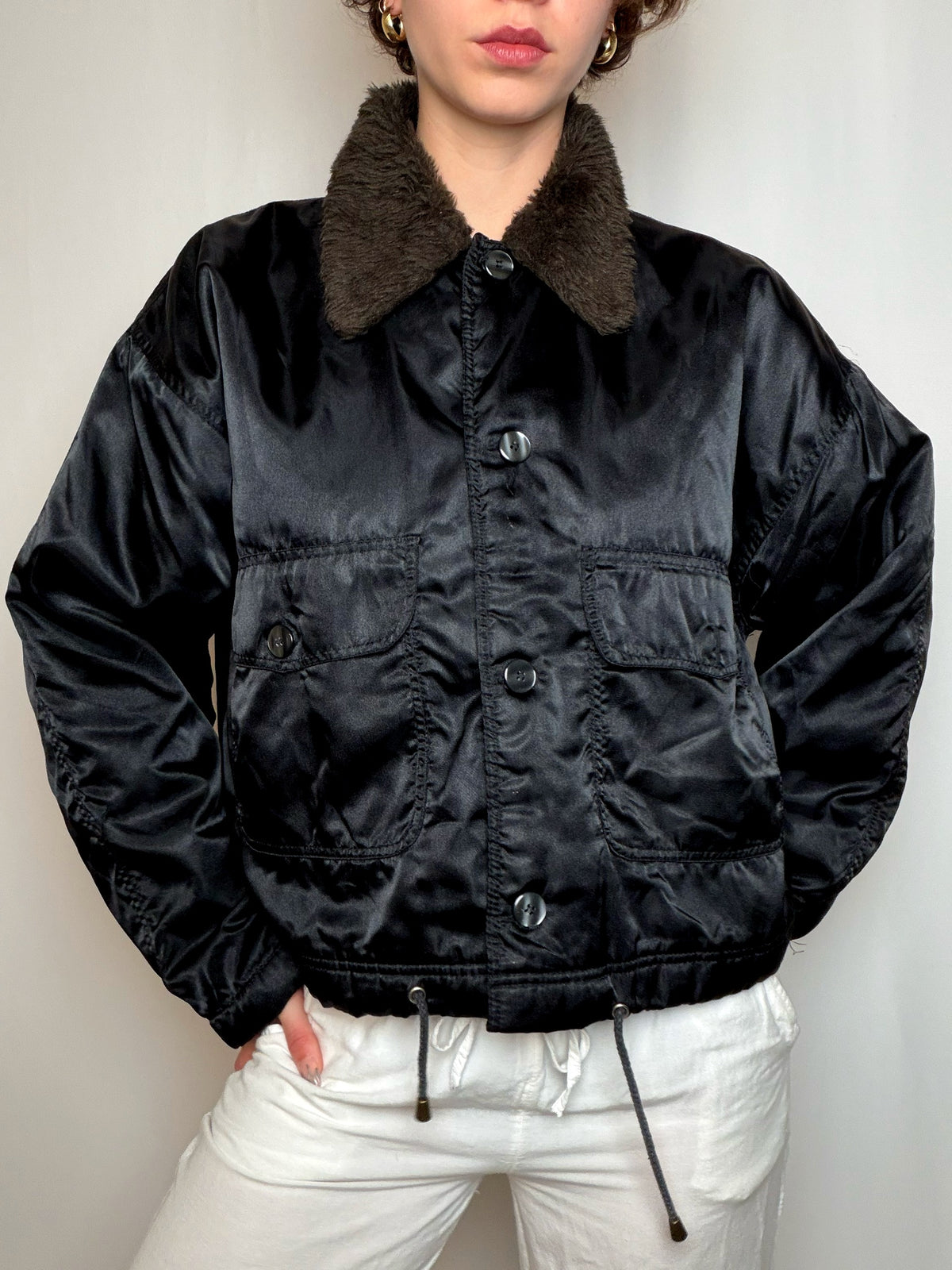 Veste aviator noire M vintage