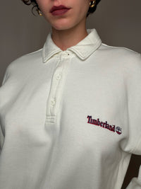 Sweat col polo blanc Timberland L vintage