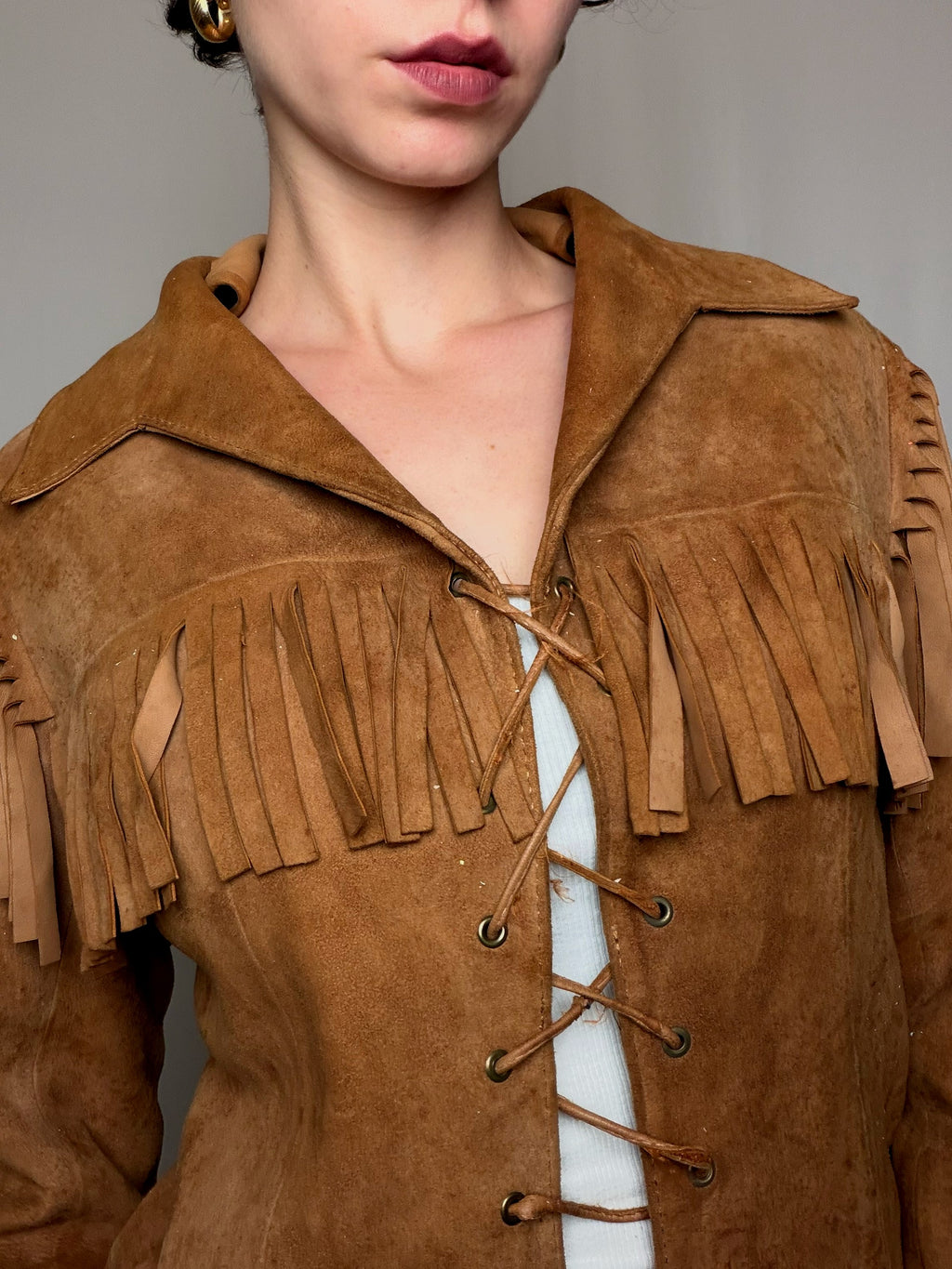 Veste en daim camel S vintage