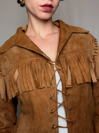 Veste en daim camel S vintage