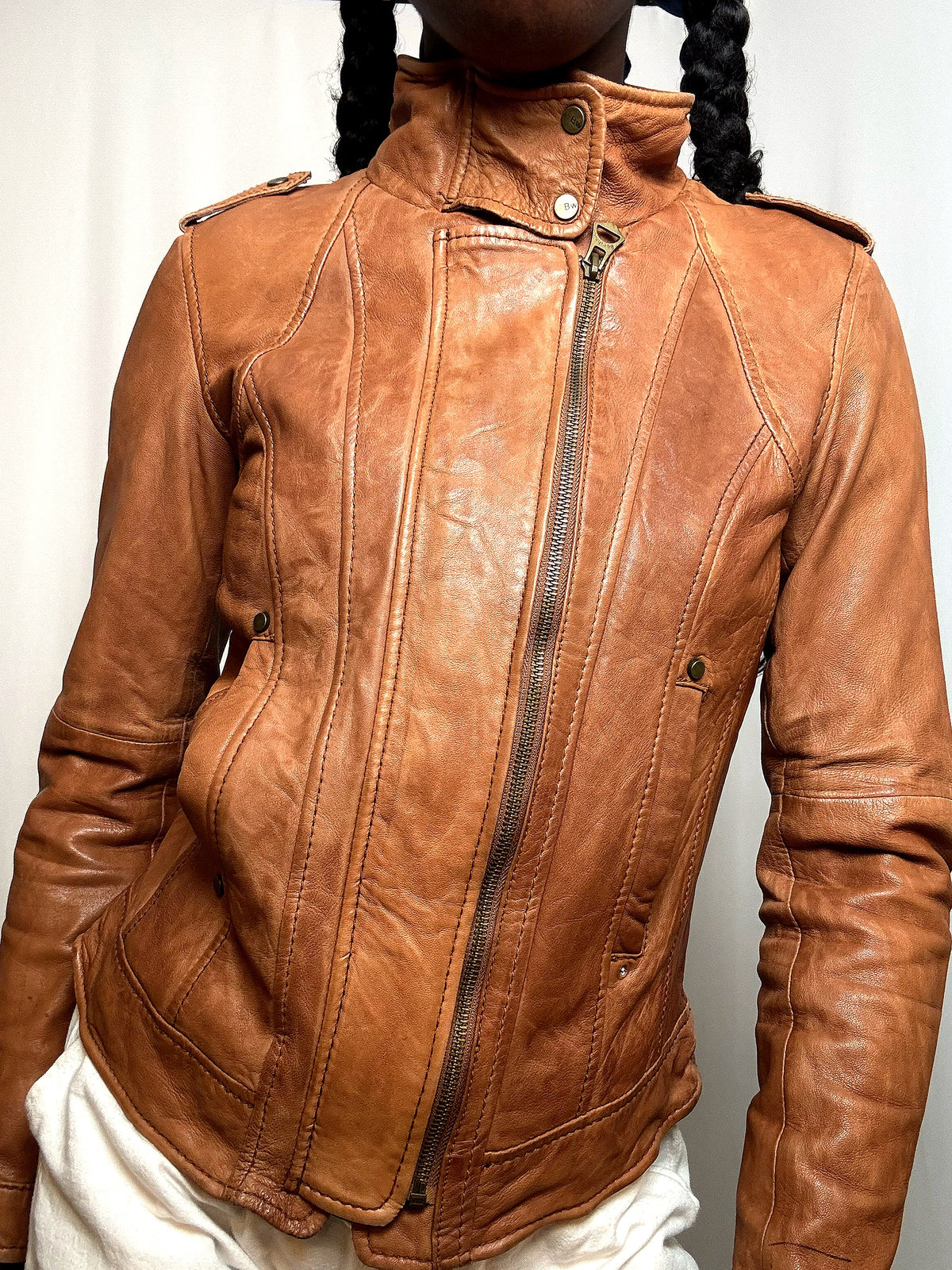 Veste en cuir Cognac Bw M vintage