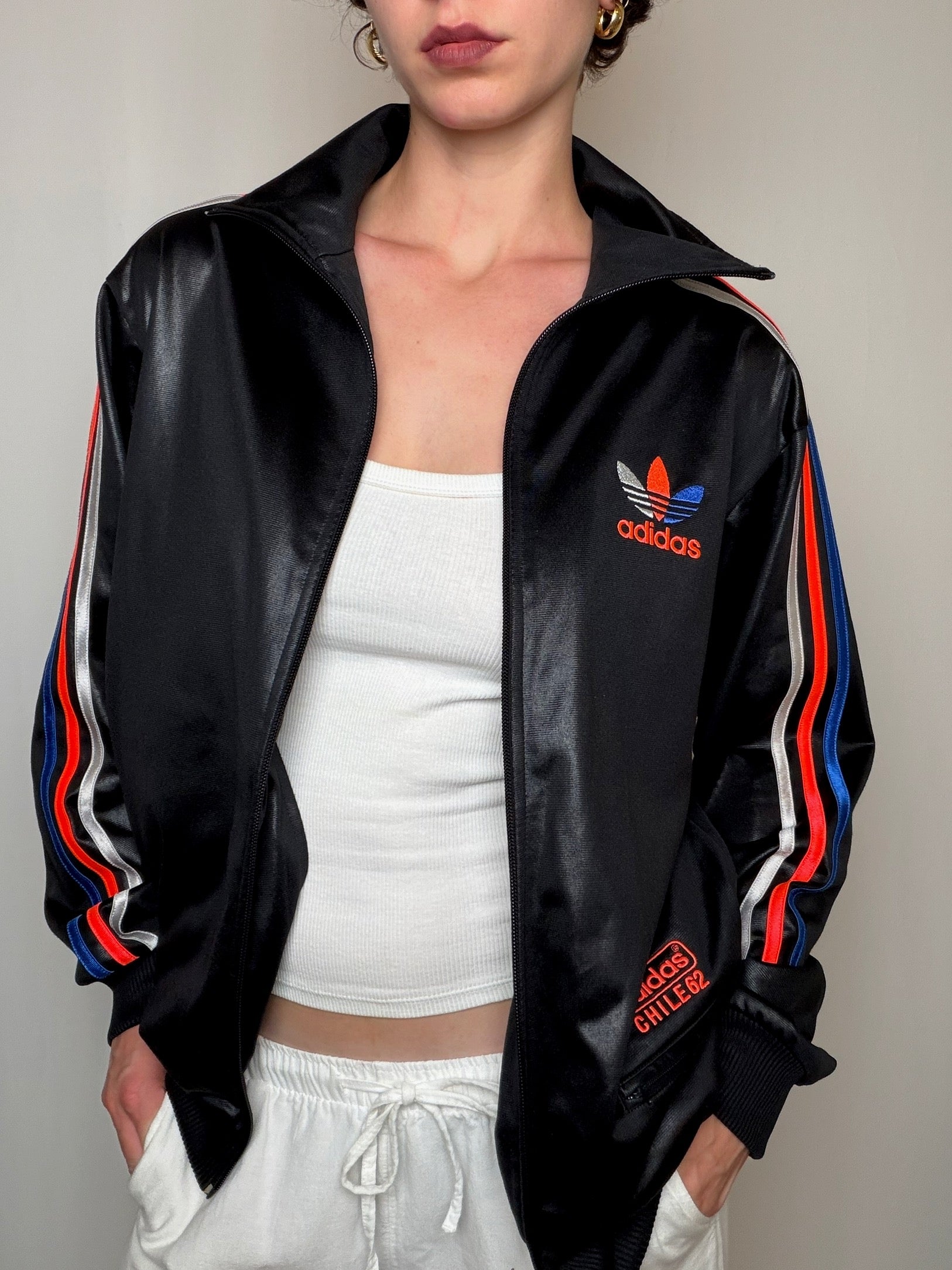 Jacket de sport noir irisé Adidas S vintage