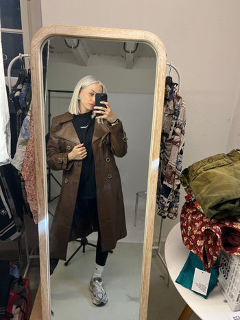 Trenchcoat en cuir brun vintage S