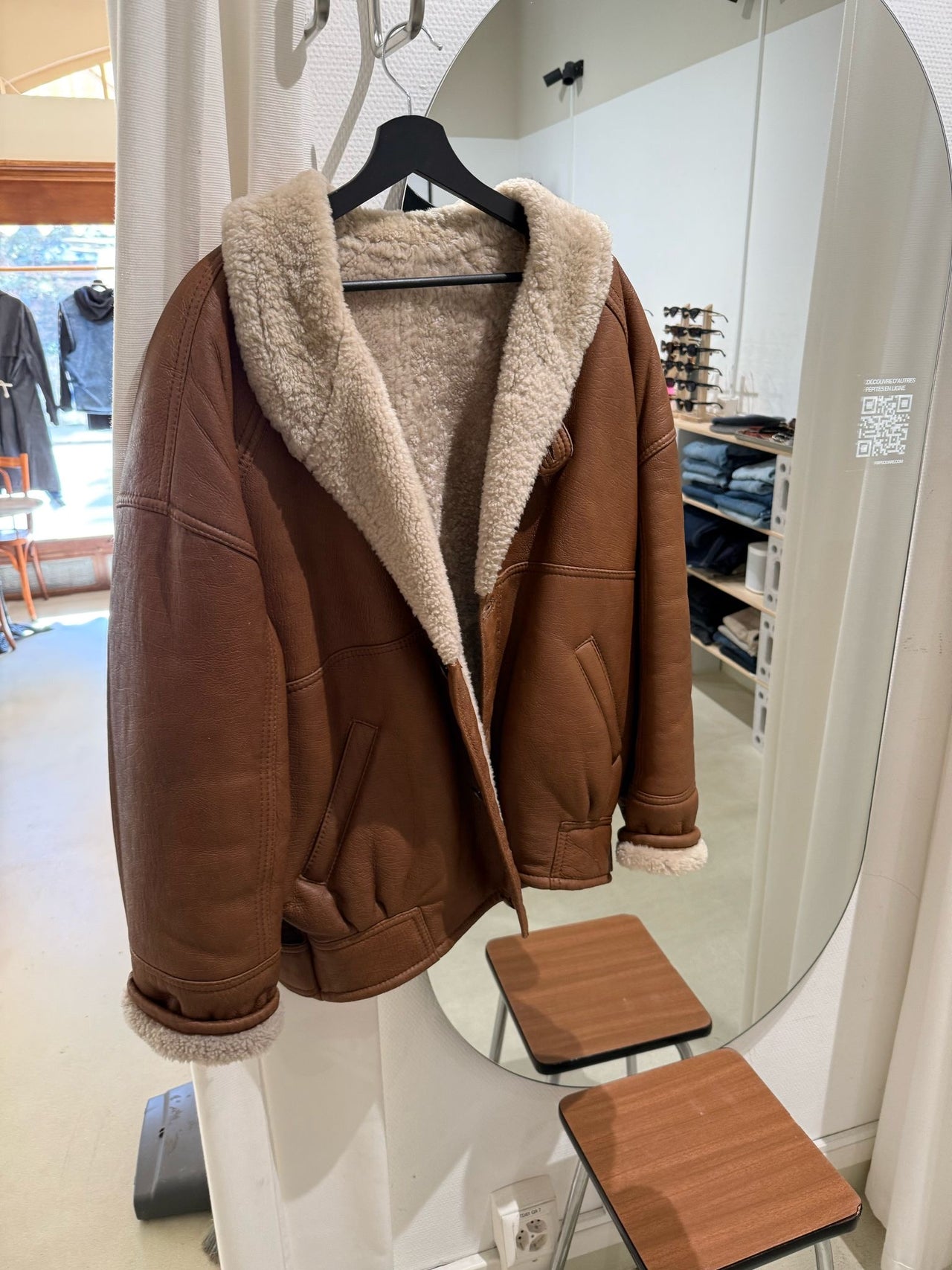 Manteau mouton retourné brun XL