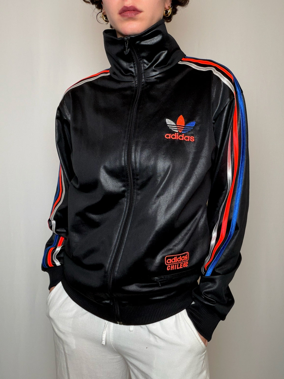 Jacket de sport noir irisé Adidas S vintage