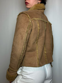veste en suedine beige vintage