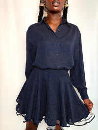 Ensemble marine à pois vintage